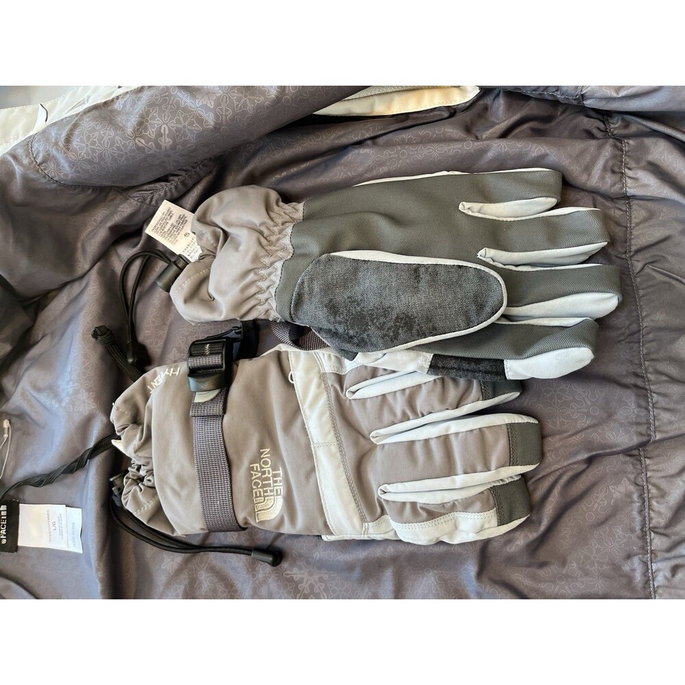 The North Face Women’s LG HyVent Hooded Jacket + Gloves Gray Winter Ski Coat - Picture 3 of 11